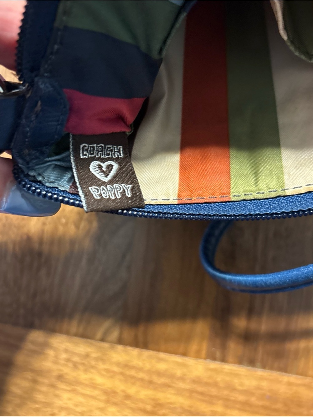 Vintage Coach Poppy Buttery Soft Leather Crossbody Bag In Navy Blue - Picture 5 of 8
